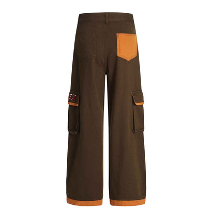 Retro cartoon embroidery patchwork workwear casual pants for men | MuddyStock Originals eprolo