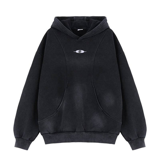 Deconstructed Patchwork Fleece Hoodie For Men Black MuddyStock