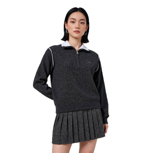 Half-Zip Turn-Down Collar Wool Sweater For Women | MuddyStock Originals MuddyStock