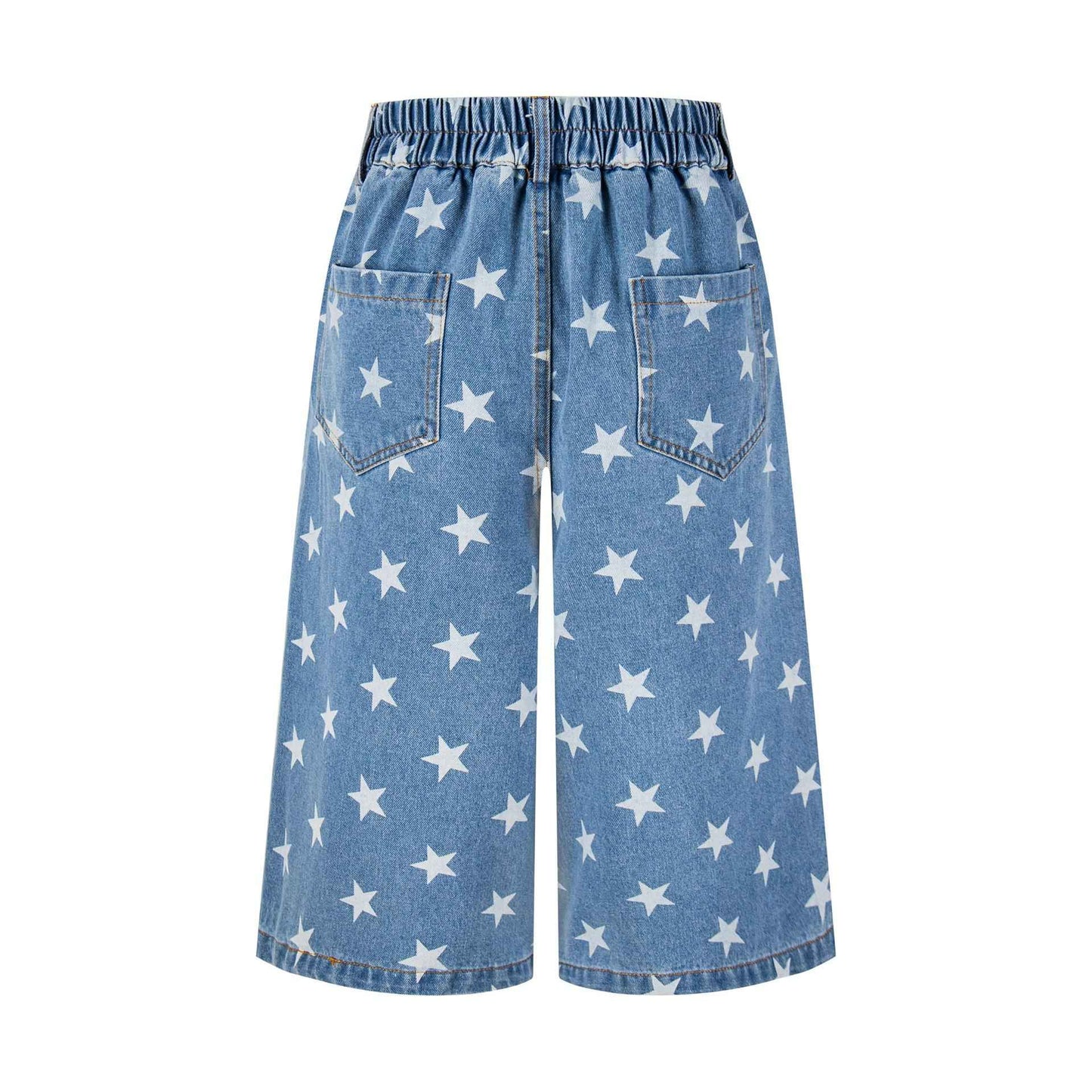 Full printed star girl with embroidered fabric and seven quarter jeans