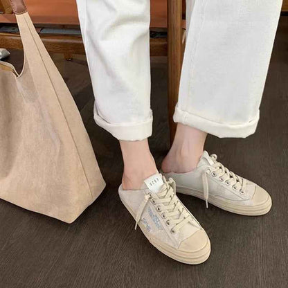 Retro lace up casual star board shoes for women