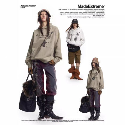 Rock Guitar Print Faded Hoodie Unique Lazy Pullover Jacket eprolo