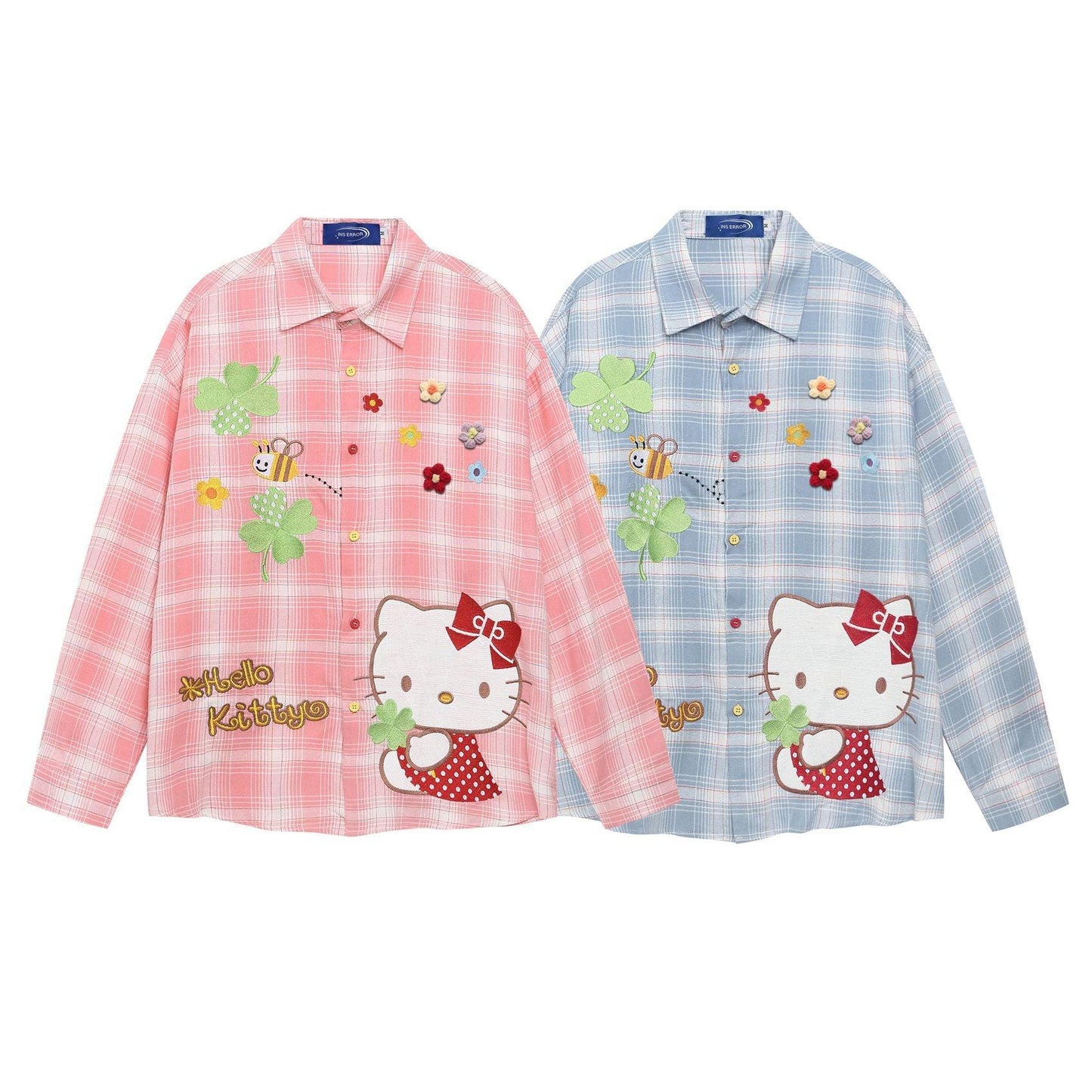 Checkered Turn-Down Collar Long Sleeve Shirt For Women | MuddyStock Originals