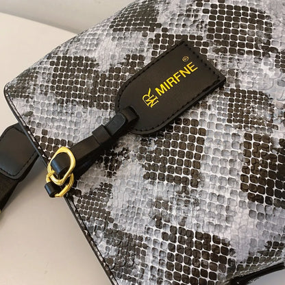 PU Leather Snakeskin Print Crossbody Bag For Women