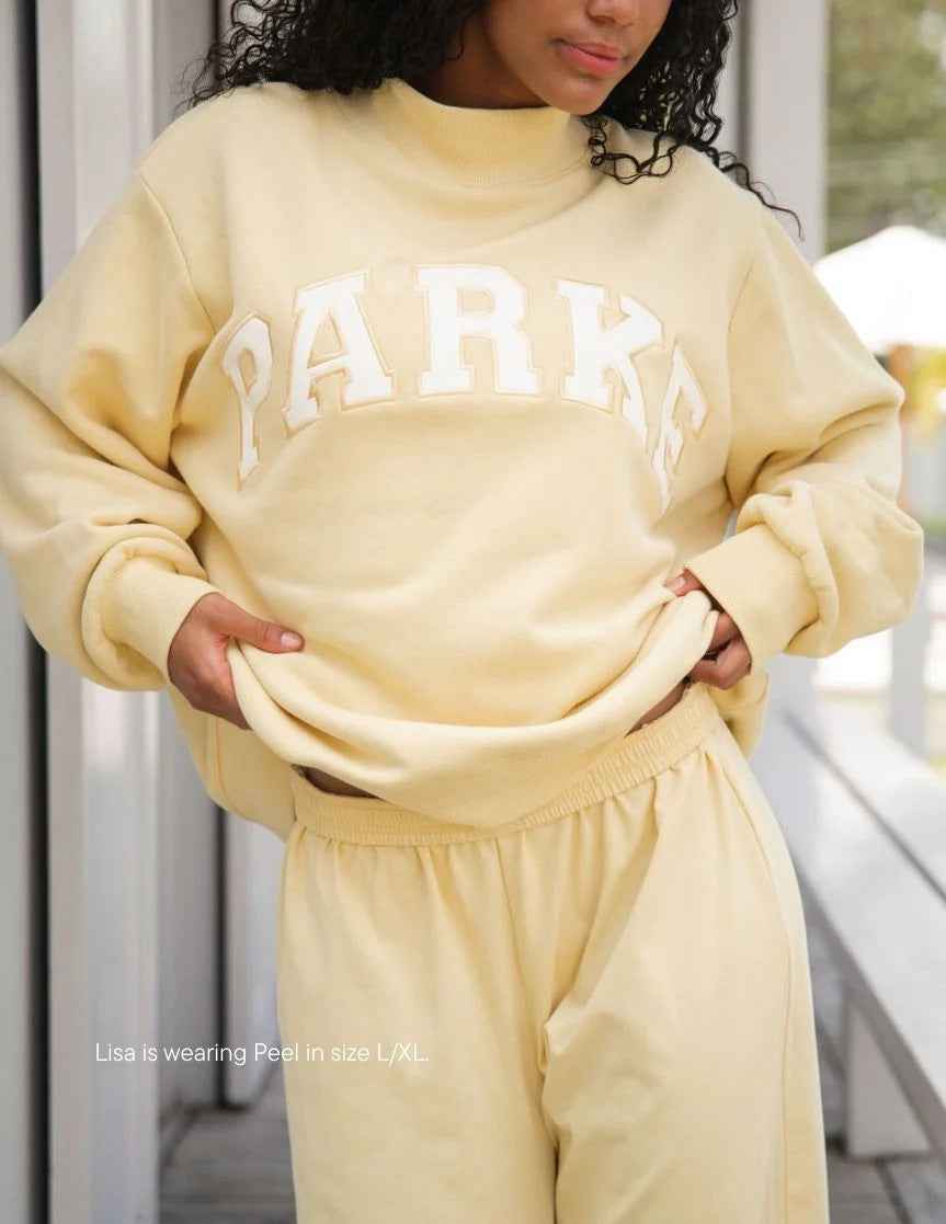Round Neck Letter Print Sweatshirt For Women | MuddyStock Originals Khaki - White Characters MuddyStock