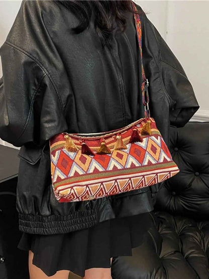 Tassel Adjustable Strap Shoulder Bag For Women
