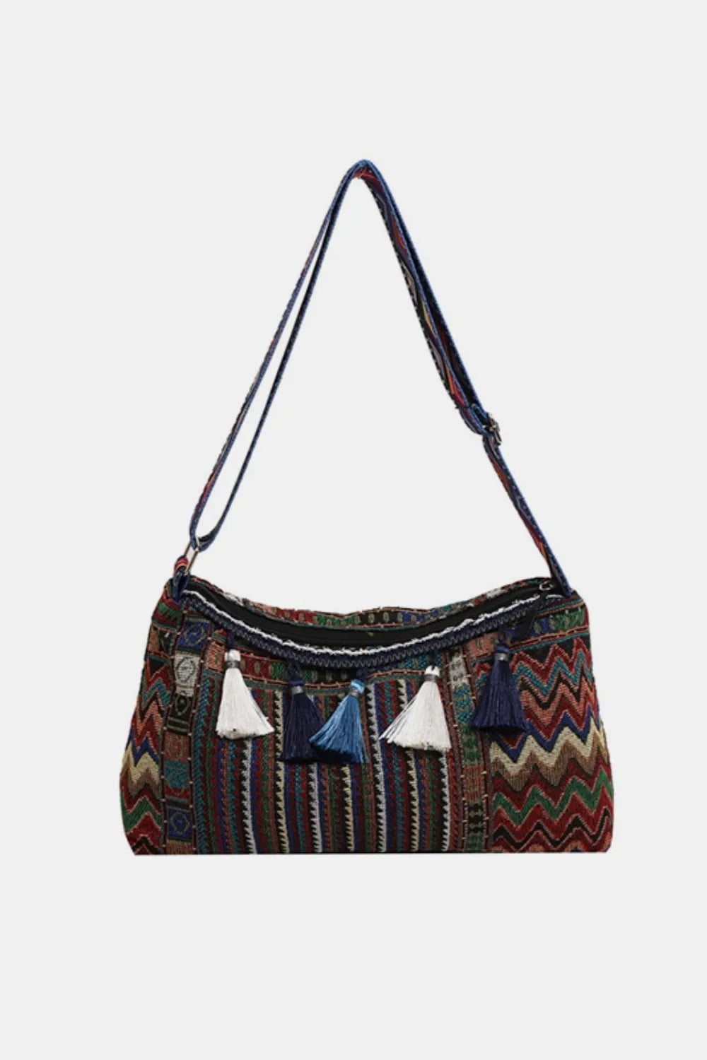 Tassel Adjustable Strap Shoulder Bag For Women Dark Green One Size