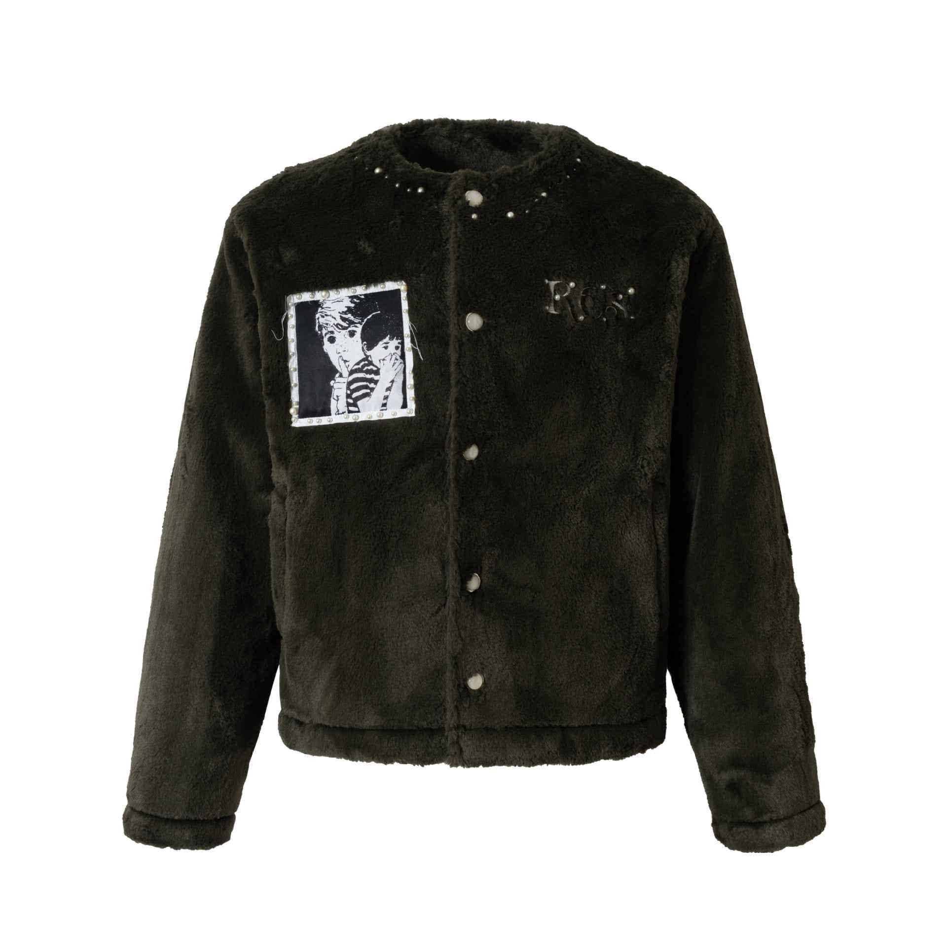 Casual Fleece Beaded Cartoon Patch Short Quilted Jacket For Women | MuddyStock Originals