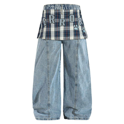Cartoon towel embroidered puppy patchwork curtain jeans for women | MuddyStock Originals