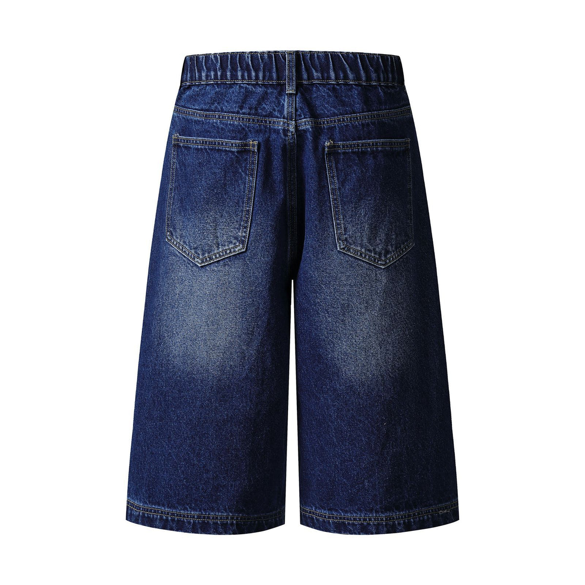 Street Washed Retro Design Star Patchwork Seven-Quarter Denim Pants Unisex Cool Casual Shorts