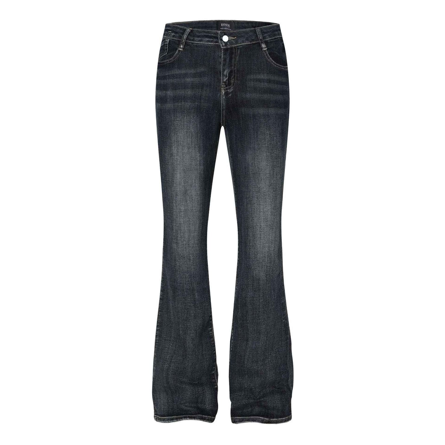 Classic flip low waist micro flared elastic jeans for women | MuddyStock Originals