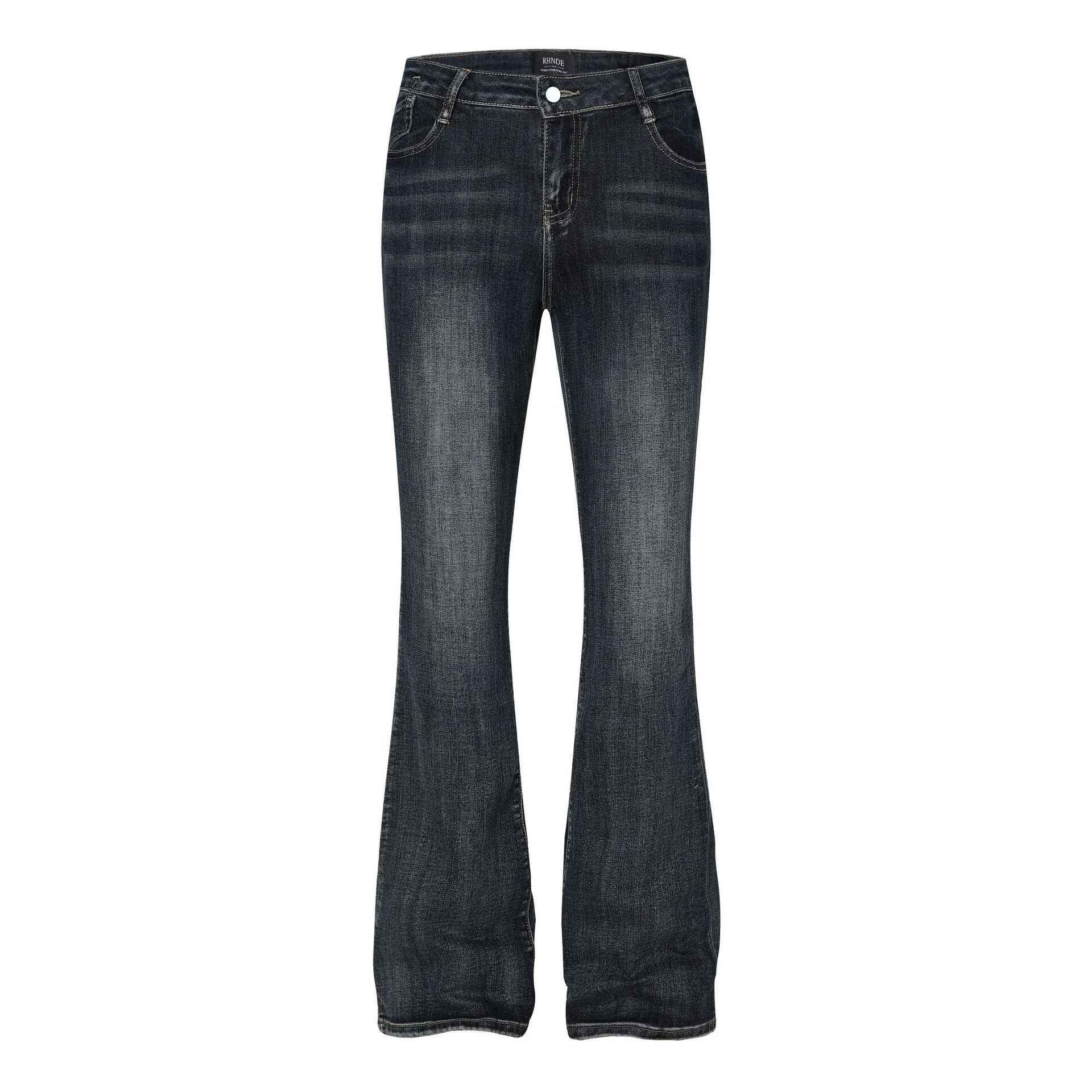 Classic flip low waist micro flared elastic jeans for women | MuddyStock Originals