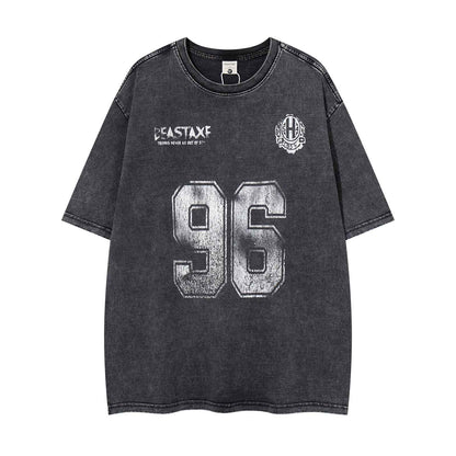 Retro Washed Letter Print Short Sleeve T-Shirt For Men And Women | MuddyStock Originals MuddyStock