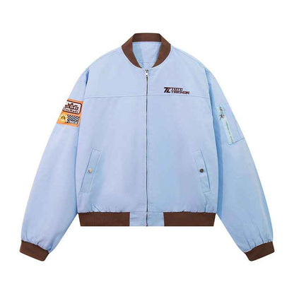 Casual lapel badge pilot jacket for men and women | MuddyStock Originals Light Blue MuddyStock