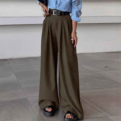 British style light luxury drape pleated suit fit casual pants for women | MuddyStock Originals Dark Brown MuddyStock