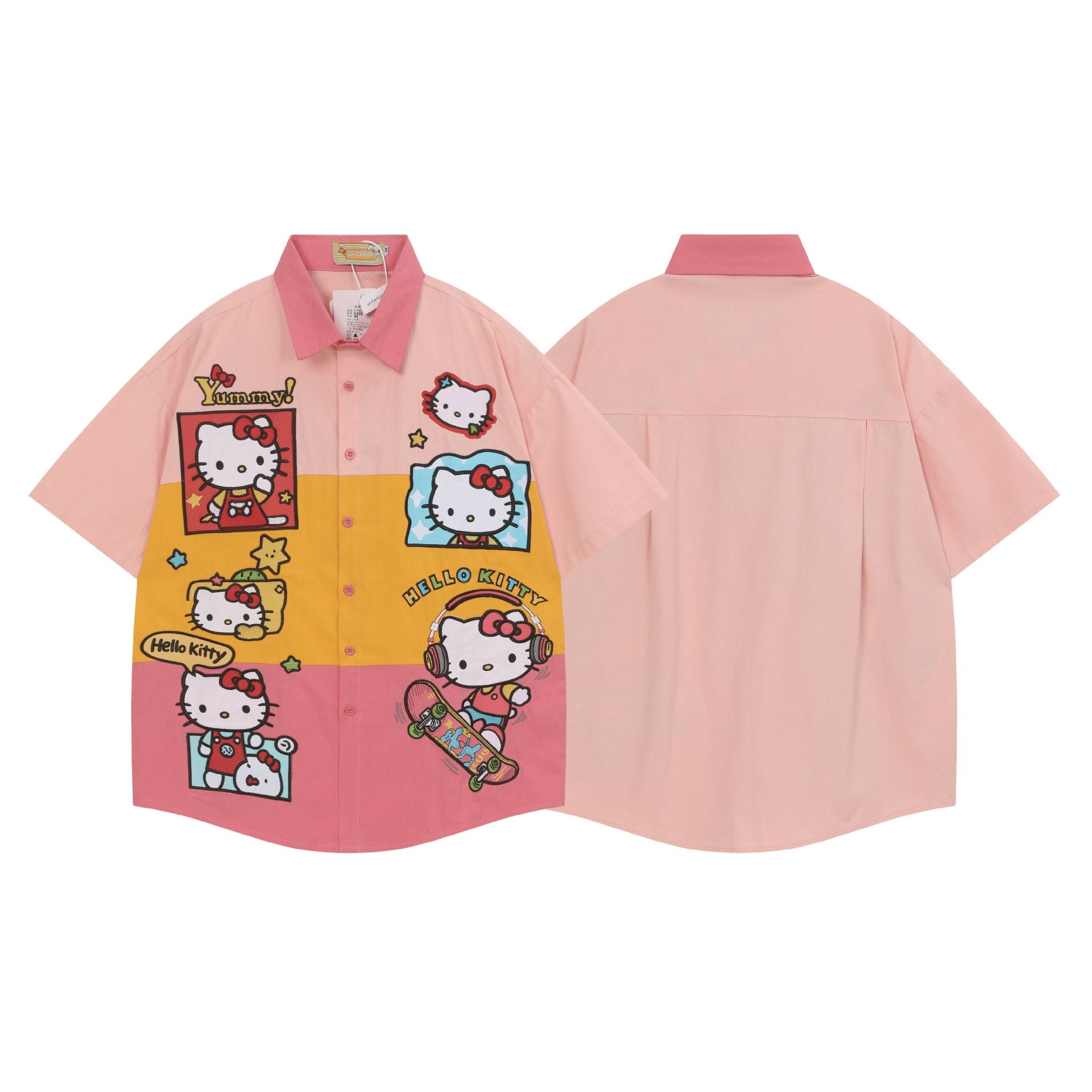 Soft and cute Kitty embroidered short sleeved shirt