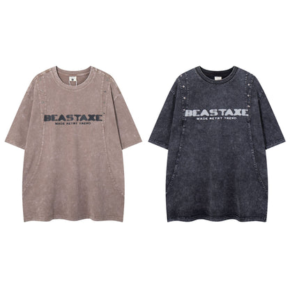 Men's short sleeved T-shirt retro washed pure cotton | MuddyStock Originals MuddyStock