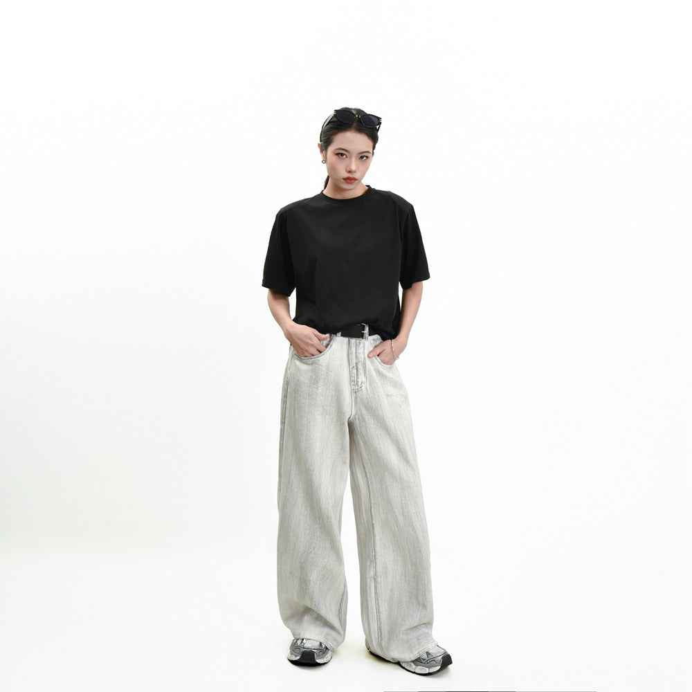 Retro Washed Distressed Draping Jeans For Men And Women MuddyStock