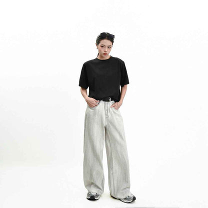 Retro Washed Distressed Draping Jeans For Men And Women MuddyStock