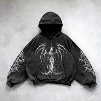 Hooded Printed Hip Hop Streetwear Hoodie Black 4 MuddyStock All Products