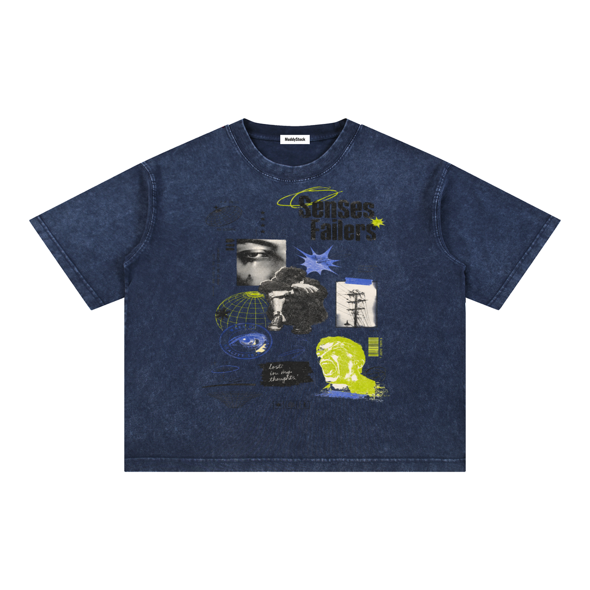 Mineral Wash Boxy Cotton T-Shirt For Men | MuddyStock Originals Royal Blue