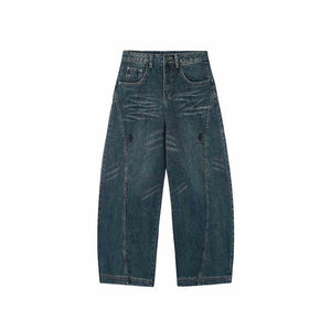 Retro Jeans Loose Straight Drooping Wide Leg Pants For Men And Women Blue