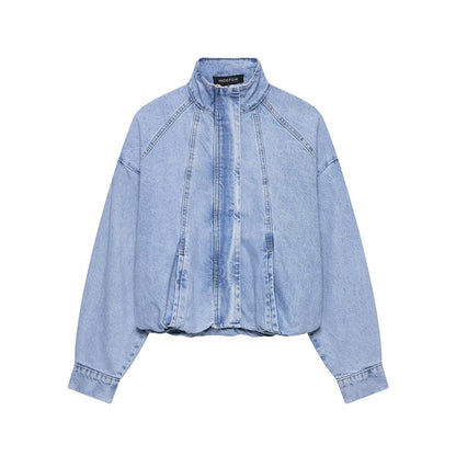 European And American-style Stand-collar Denim Bomber Jacket For Women All Products