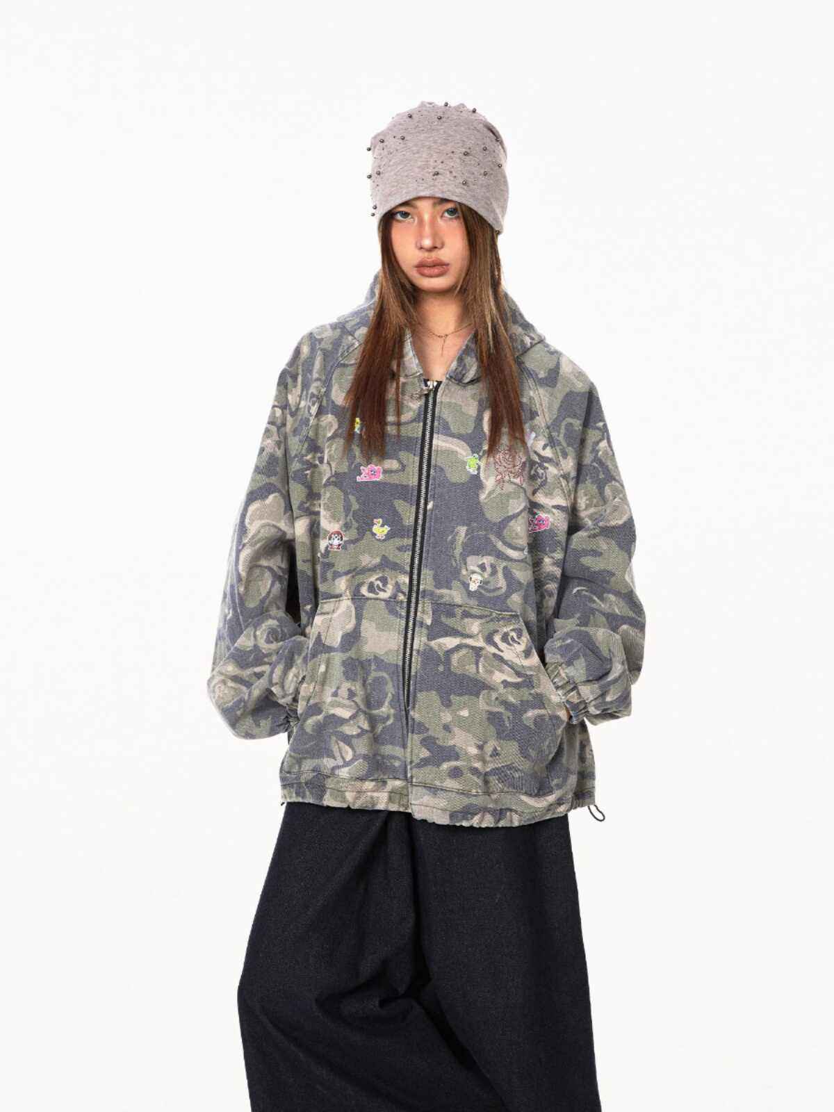 Retro Camouflage Stitching Hooded Jacket For Women MuddyStock