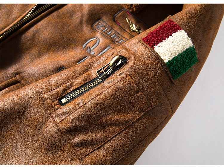 Fleece-lined Thickened Suede Fabric Jacket For Men MuddyStock