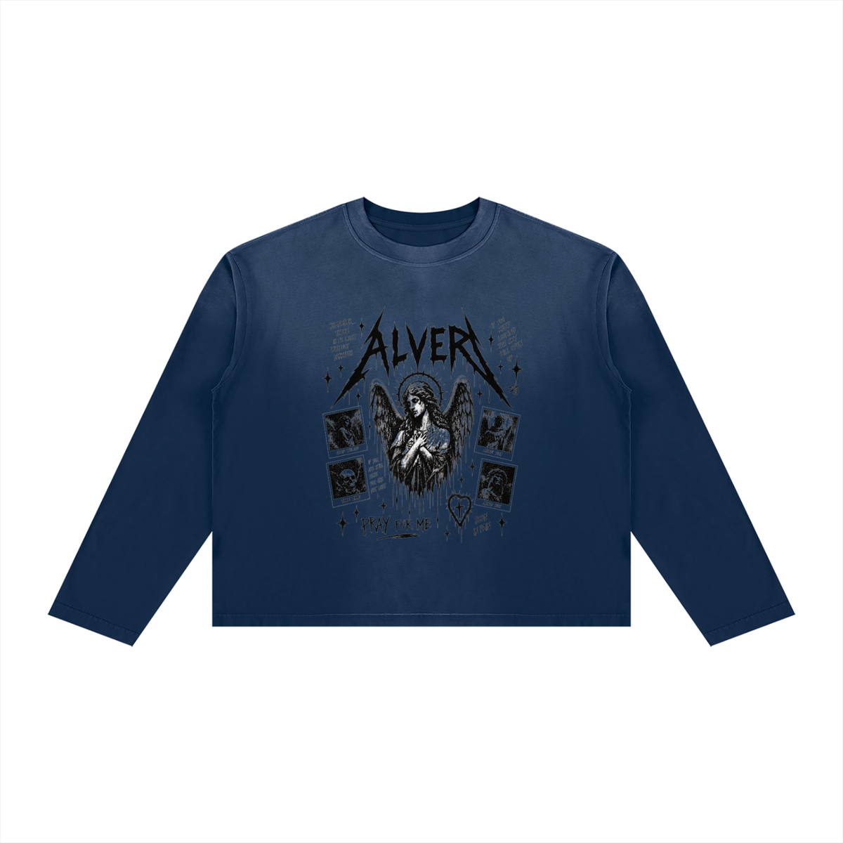Sunfade Boxy Long Sleeve T-Shirt For Men | MuddyStock Originals Navy Blue