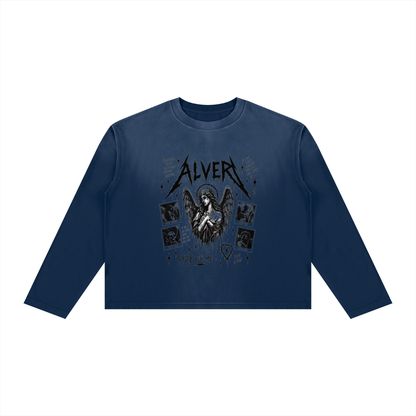Sunfade Boxy Long Sleeve T-Shirt For Men | MuddyStock Originals Navy Blue