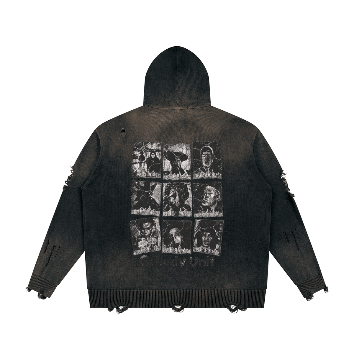 Distressed Full Zip Hoodie For Men | MuddyStock Originals Black