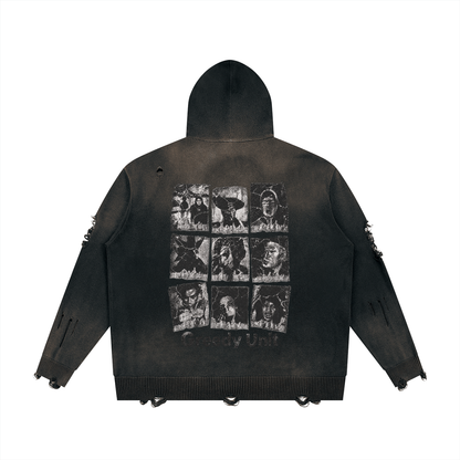 Distressed Full Zip Hoodie For Men | MuddyStock Originals Black