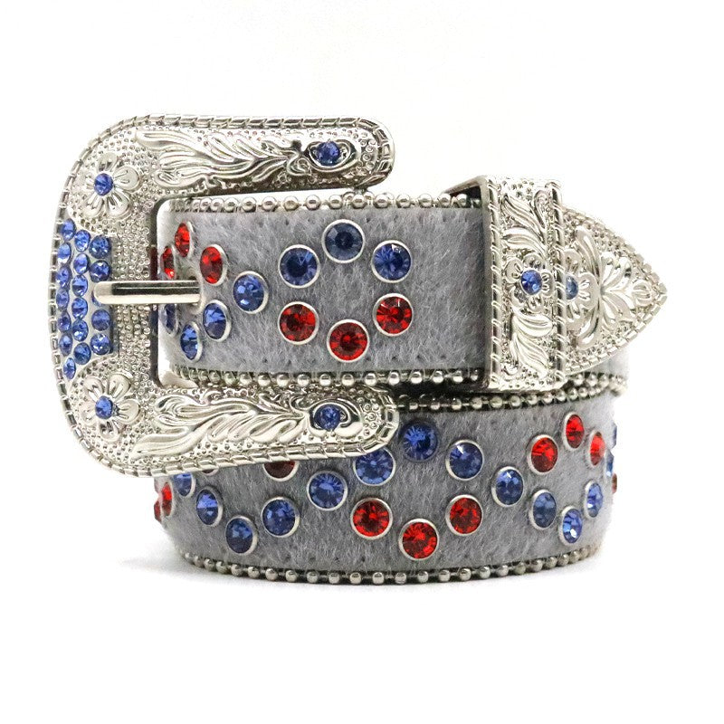 Fashionable Women's Studded Flower Buckle Belt Flower buckle034
