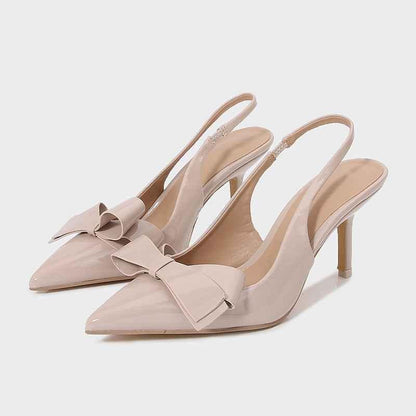Pointed-toe Bow-knot Sandals Beige null