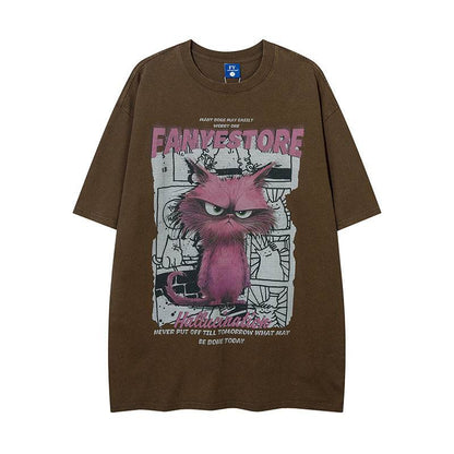 Fashion Cartoon Print Short Sleeve For Men And Women MuddyStock