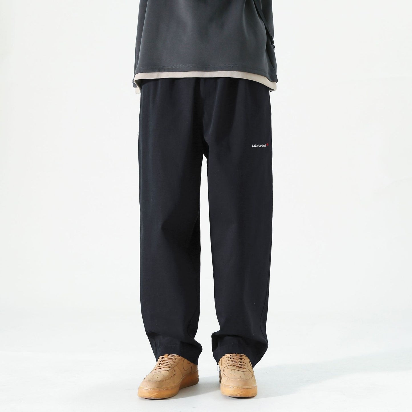 Men's Loose Cargo Pants Straight Casual Trousers 9217 Black