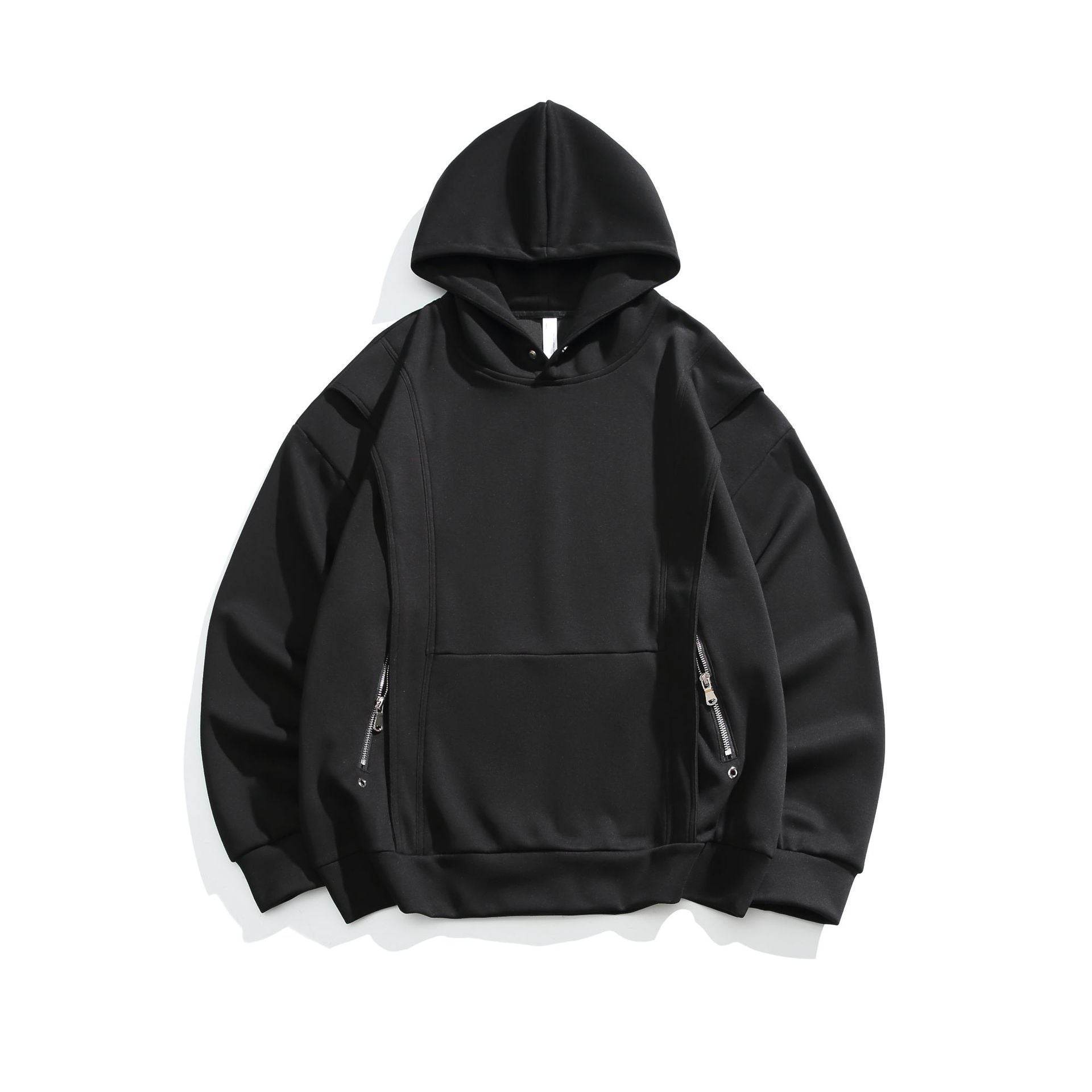 Fashion Personality Rivets Hooded Sweater For Men And Women Black MuddyStock