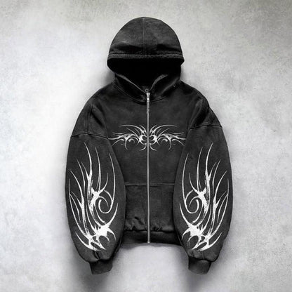 Gothic Punk Graphic Print Oversized Hoodie For Men And Women All Products