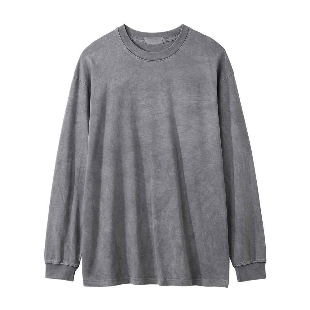 Washed Old Long-sleeved T-shirt For Men null