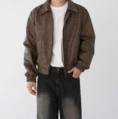 Fashion Retro Short Jacket Men's Top Brown MuddyStock