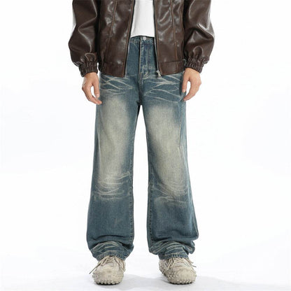 Washed Denim Loose Jeans For Men MuddyStock