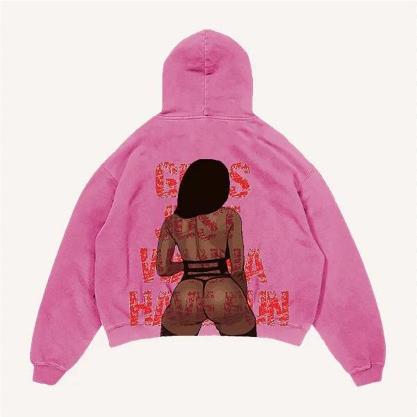 Casual Printed Polyester Hoodie For Men And Women Rose