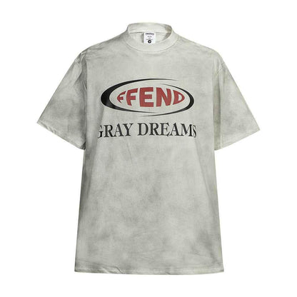 Waste Soil Letter Printing Dirty T-shirt For Men White null