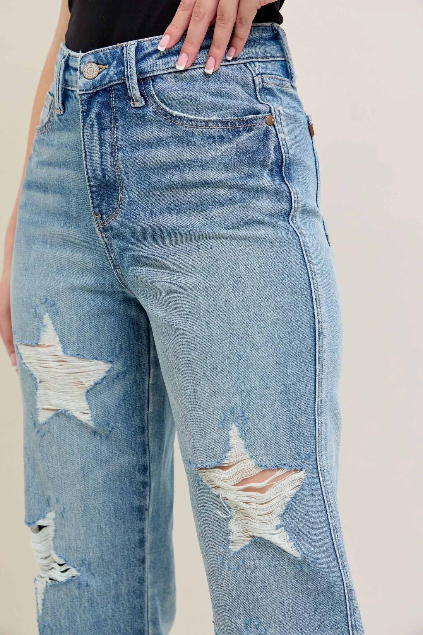 High Waist Rigid Magic Star Shaped Jeans For Women