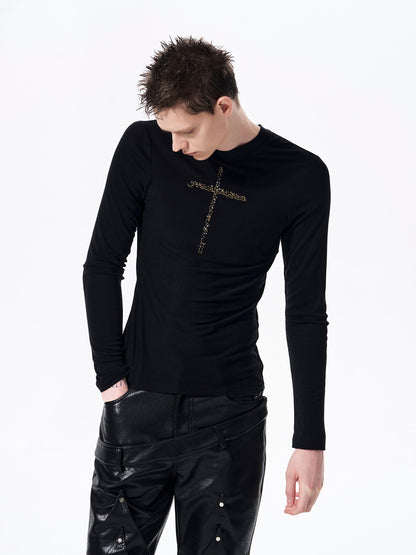 Men's Crew-neck Cross Long-sleeve T-shirt