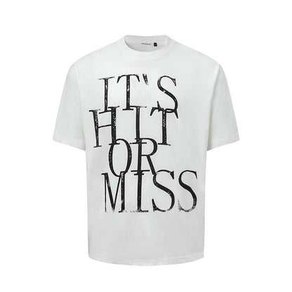 Men's American-style Letter Printed Round Neck T-shirt