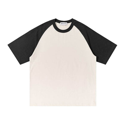 Loose-fitting Casual T-shirt For Men And Women Beige And Dark Gray MuddyStock