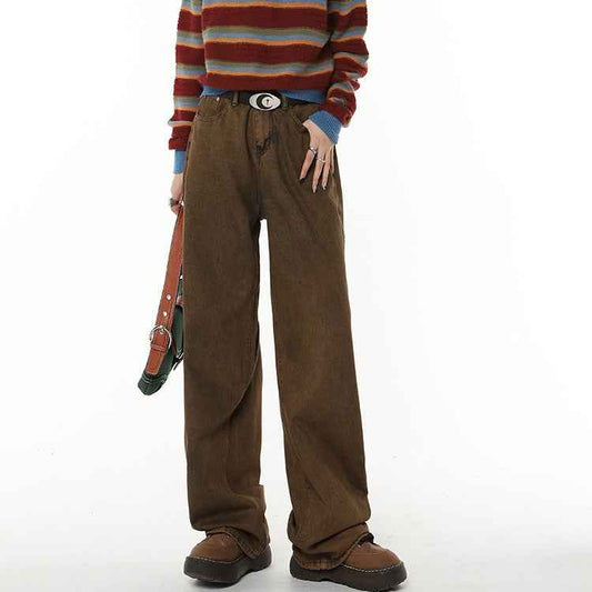 Retro Brown Jeans For Women MuddyStock