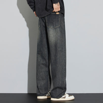 Retro Nostalgic Straight Jeans For Men Cement Gray Spring And Summer MuddyStock